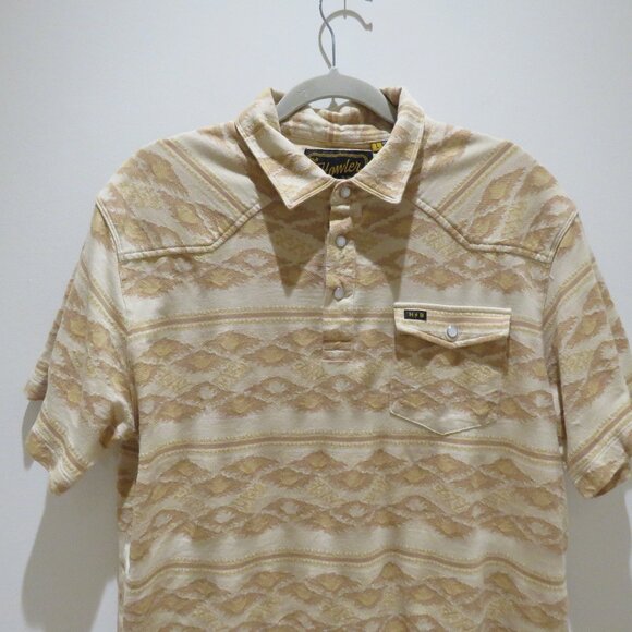 HOWLER BROS. Ranchero Polo Shirt Taki Jacquard Brown Rice Western Pearl Snap - Picture 3 of 16